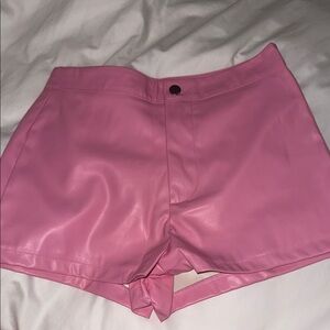 Pink Faux Leather Women's Shorts